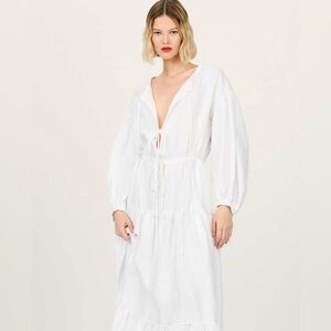 Reformation The Collection Cambridge Linen Dress in White NEW